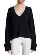Helmut Lang Cotton, Wool & Cashmere V-neck Sweater