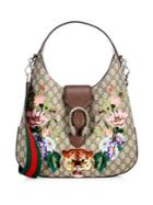 Gucci Embroidered Gg Supreme Hobo Bag