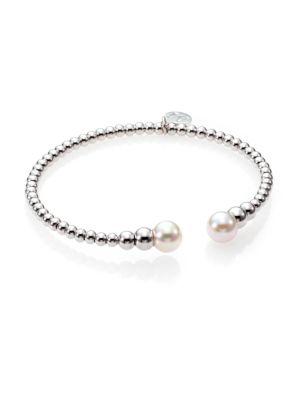 Majorica 8mm White Pearl Beaded Cuff Bracelet