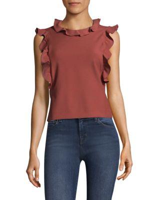 Rebecca Taylor Sleeveless Ruffled Suit Top