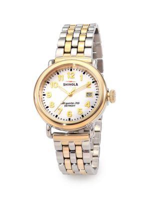 Shinola Runwell Mother-of-pearl & Two-tone Stainless Steel Bracelet Watch
