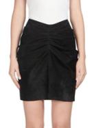 Saint Laurent Suede Ruched Mini Skirt