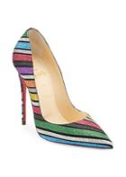 Christian Louboutin Pigalle Follies 100 Striped Glitter Suede Pumps