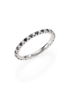 Kwiat Black/white Diamond & 18k White Gold Eternity Stacking Ring