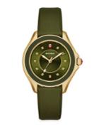 Michele Watches Cape 18 Diamond, Goldtone Stainless Steel & Silicone Strap Watch/green