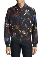 Salvatore Ferragamo Bird-printed Silk-blend Jacket
