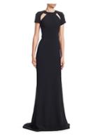 Gustavo Cadile Cap Sleeve Shoulder Cut Out A-line Gown