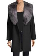 Sofia Cashmere Oversize Fox Fur Collar Wrap Coat