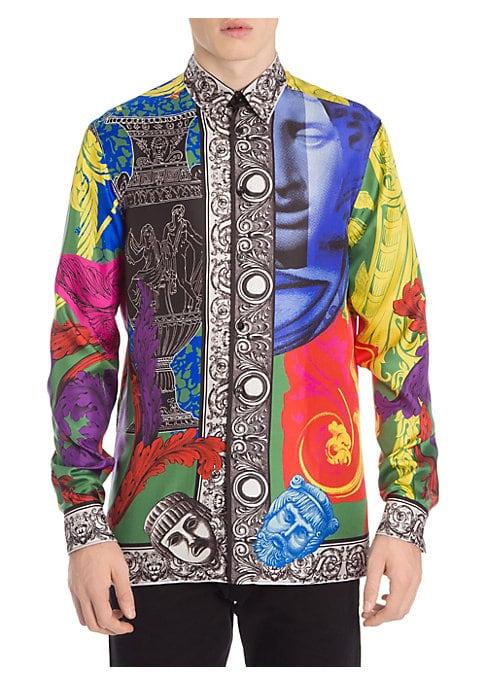 Versace Multicolor Baroque Silk Shirt