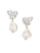 Anzie Bouquet 12-15mm Baroque Freshwater Pearl & White Topaz Drop Earrings