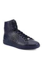 Versace Perforated Medusa Leather Hi-top Sneakers