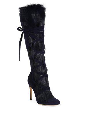 Gianvito Rossi Shearling Fur & Suede Knee-high Boots