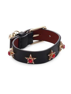 Alexander Mcqueen Jeweled Star Leather Bracelet