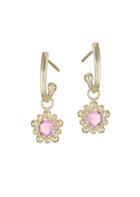 Anzie Dew Drop 14k Yellow Gold & Pink Topaz Charm Earrings
