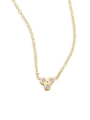 Zoe Chicco Tiny Trio Diamond & 14k Yellow Gold Pendant Necklace