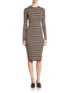 Michael Kors Collection Metallic-stripe Crewneck Dress
