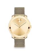 Movado Bold Goldtone Ip Stainless Steel Mesh Bracelet Watch