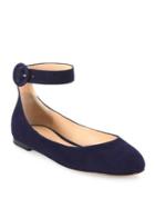 Gianvito Rossi Virna Suede Ankle-strap Ballet Flats