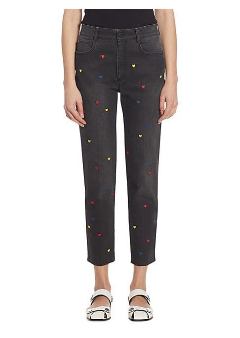 Stella Mccartney Heart-embroidered Cropped Trousers