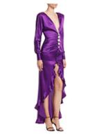 Alessandra Rich Silk Ruffled High-low Gown