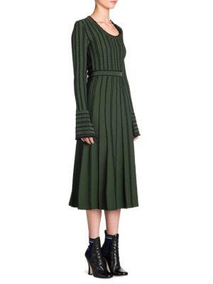 Fendi Knit Stitch-detail Scoopneck Midi Dress