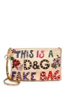 Dolce & Gabbana Studded Floral Logo Leather Convertible Clutch