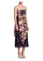 Marchesa Embroidered Lace Strapless Cocktail Dress