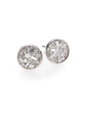 Pleve Ice Diamond & 18k White Gold Stud Earrings