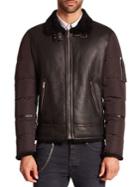 The Kooples Long Sleeve Leather Puffer Jacket