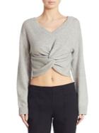 T By Alexander Wang Twist-front Cropped Wool & Cashmere Sweater