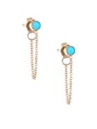 Zoe Chicco Gold Turquoise Stud Chain Earrings