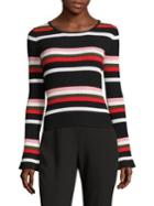 Scripted Striped Bell Sleeve Sweater