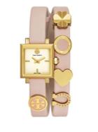 Tory Burch Saucy Goldtone Stainless Steel & Double Wrap Leather-strap Watch