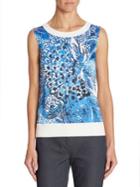 St. John Floral Printed Shell Top