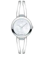Movado Amorosa Duo Diamond, Stainless Steel & Mother-of-pearl Double-bar Bangle Bracelet Watch
