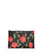 Michael Kors Collection Large Rose-print Leather Pouch
