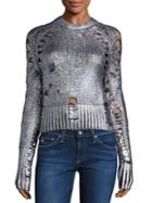 Zoe Jordan Euler Foil Distressed Wool & Cashmere Sweater