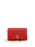 Prada Luxe Bow Saffiano Leather Chain Wallet