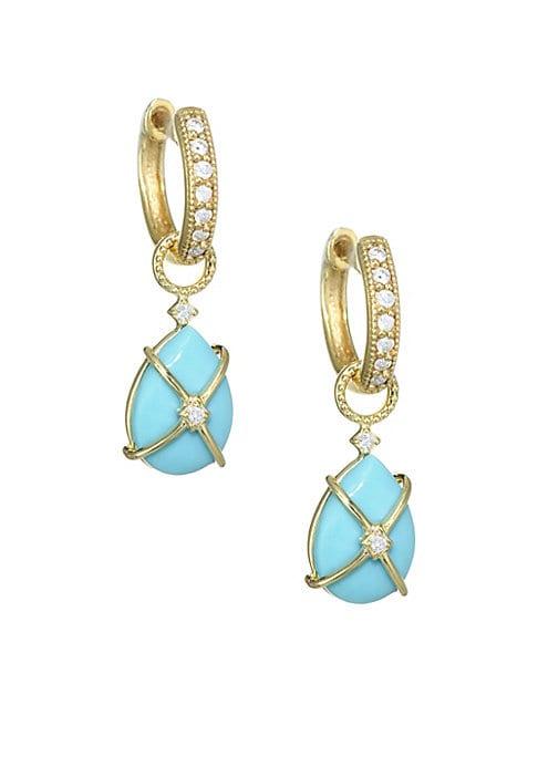 Jude Frances Lisse Diamond, Turquoise & 18k Yellow Gold Earring Charms