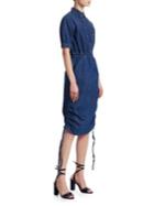 Stella Mccartney Ruched Drawstring Midi Denim Dress