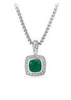 David Yurman Petite Albion Green Onyx & Diamond Pendant Necklace