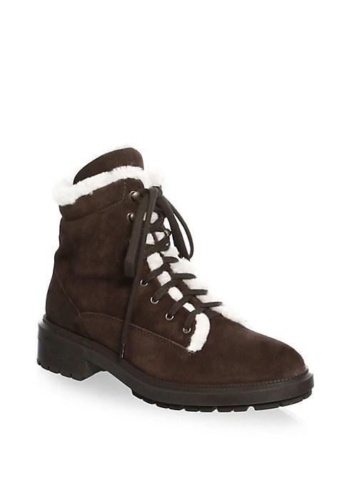 Aquatalia Lenore Shearling & Suede Lace-up Boots