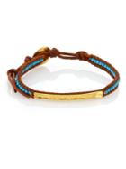 Chan Luu Turquoise & Leather Beaded Bar Bracelet