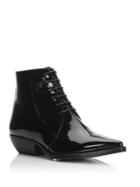 Saint Laurent Theo Patent Leather Lace-up Booties