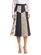 Redvalentino Floral Patchwork Wool Midi Skirt