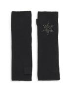 Carolyn Rowan Long Black Cashmere Fingerless Gloves With Leather Star