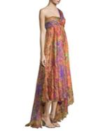 Etro 50th Anniversary One-shoulder Printed Silk Empire-waist Dress