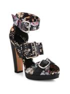 Alexander Mcqueen Floral-print Leather Buckled Sandals