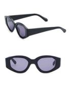 Karen Walker Castaway 48mm Oval Black Sunglasses