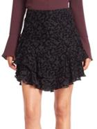 Yigal Azrouel Velvet Burnout Ruffle Skirt